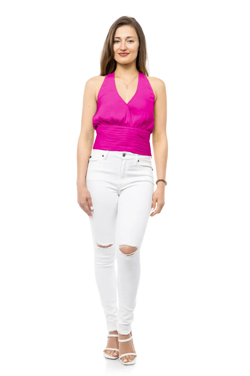 Shirred Waist Halter Top