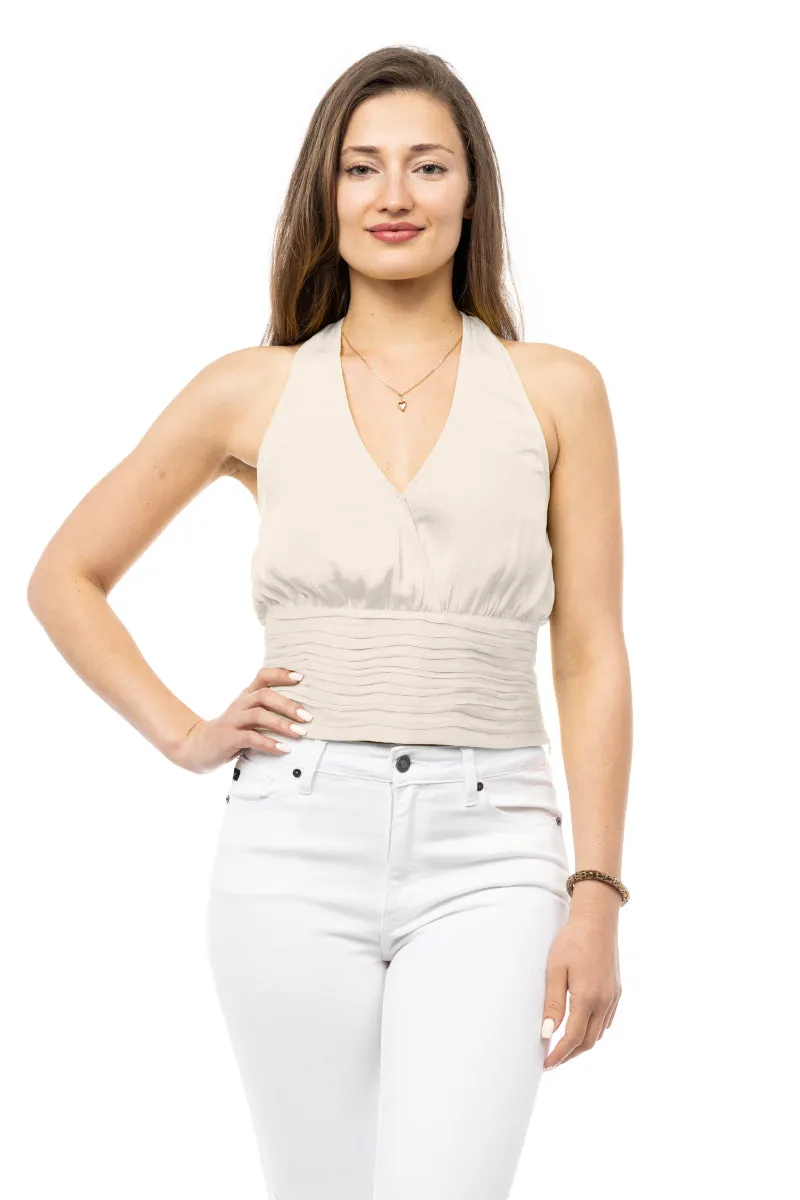 Shirred Waist Halter Top