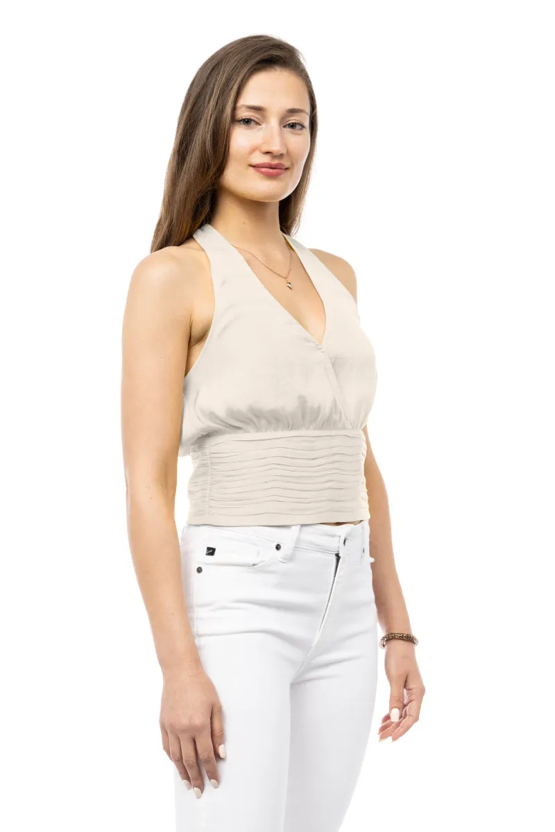 Shirred Waist Halter Top
