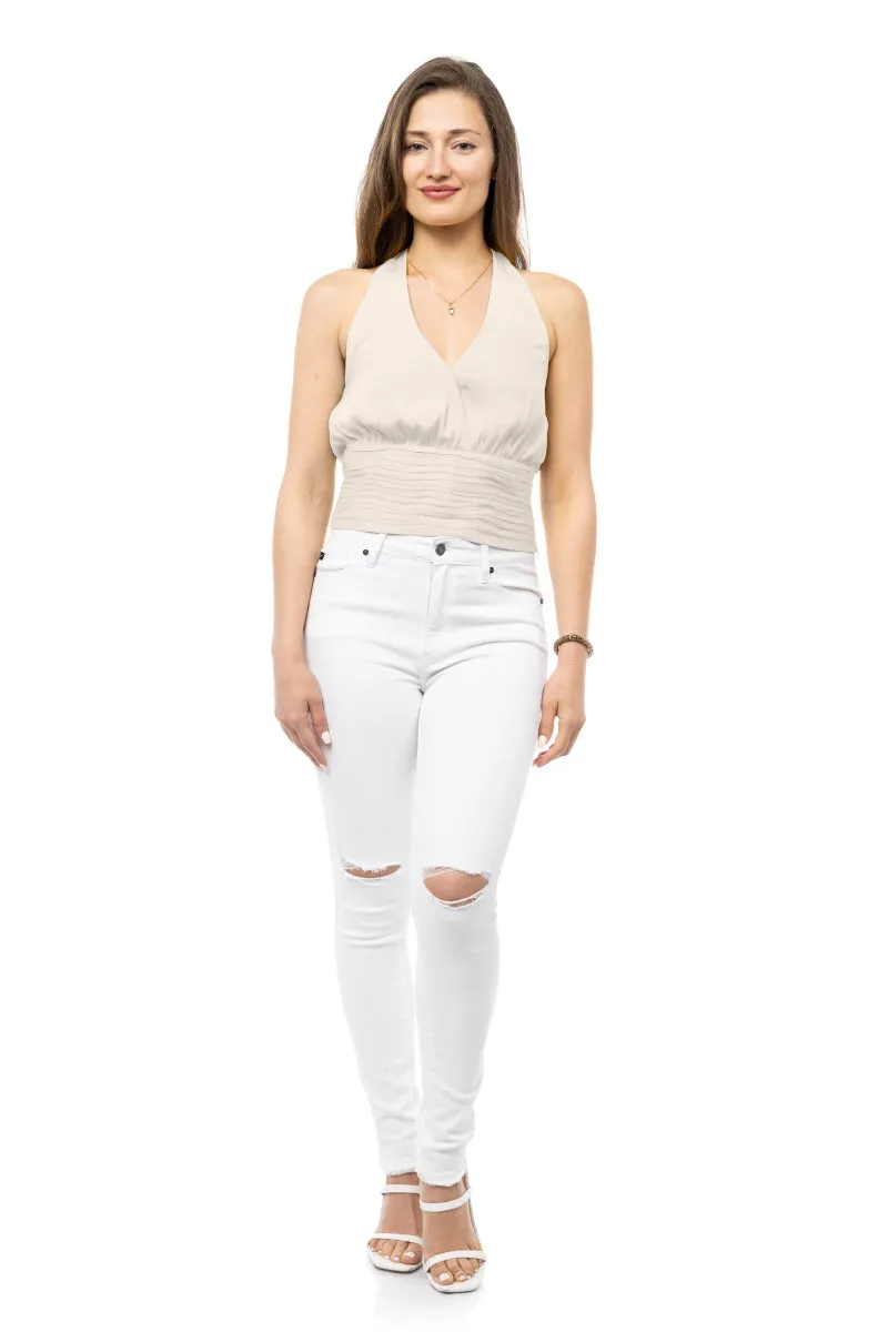 Shirred Waist Halter Top