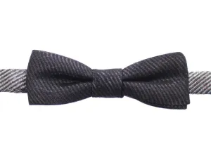 Silver Gray Shiny Silk Skinny Tied Bow Tie