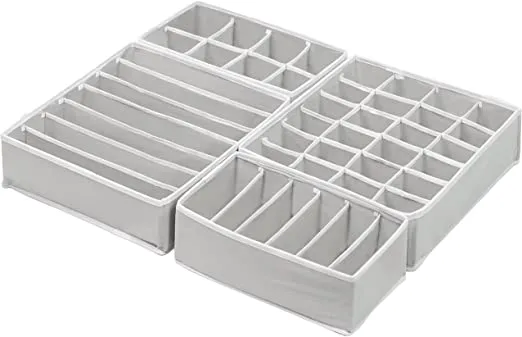 SimpleHouseware Closet Underwear Organizer Drawer Divider Set of 4, Grey