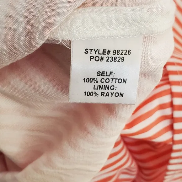 Skies Are Blue Striped Tie Back Ruffled Maxi Cotton Dress Coral Red Medium