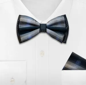 SKY BLUE WOVEN BOW TIE & HANKIE SET