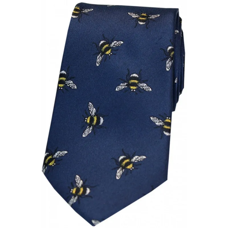 SOPRANO Bumble Bee Luxury Silk Tie - Navy