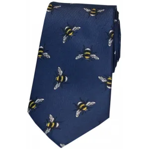SOPRANO Bumble Bee Luxury Silk Tie - Navy