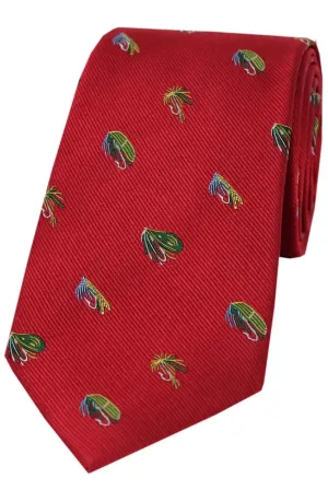 SOPRANO Fishing Flies Country Silk Tie - Red