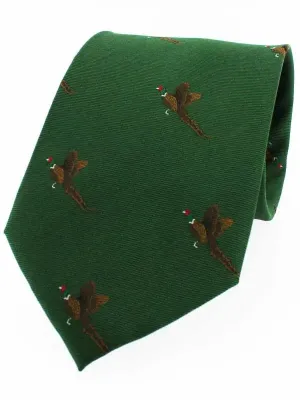 SOPRANO Flying Pheasants Silk Country Tie - Green