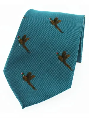 SOPRANO Flying Pheasants Silk Country Tie - Teal