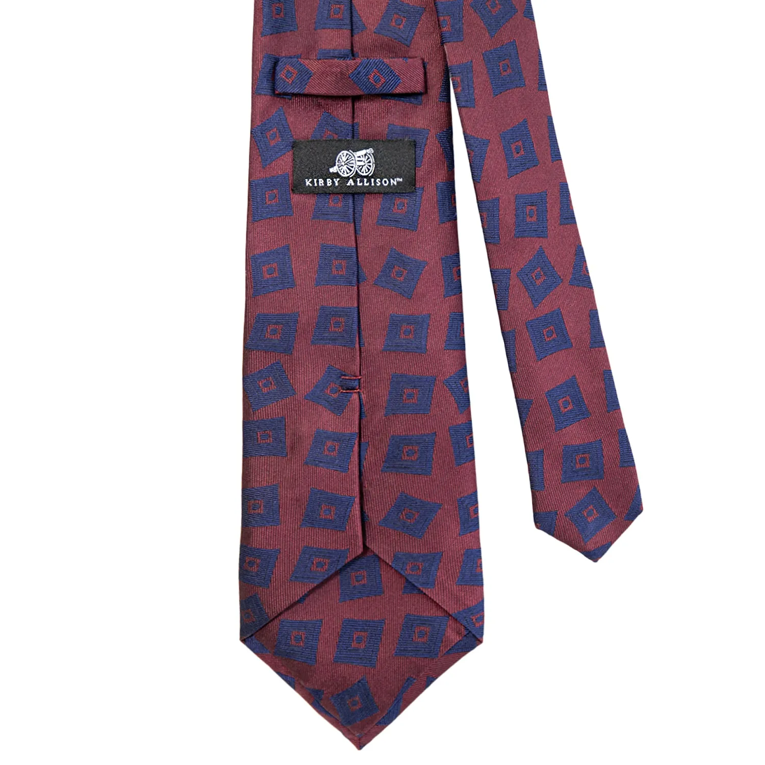 Sovereign Grade Oxblood Art Deco Solid Navy Pattern Tie, 150 cm