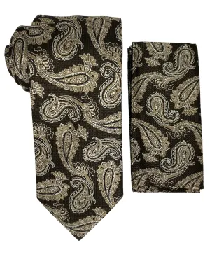 Stacy Adams Paisley Tie and Handkerchief - Brown