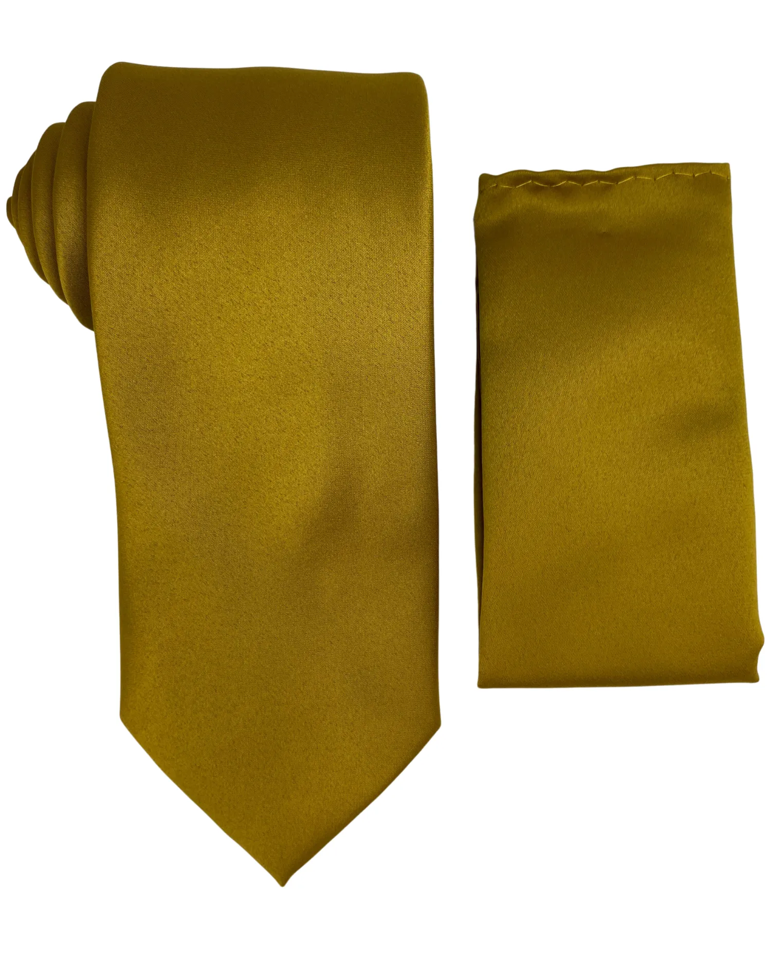 Stacy Adams Solid Tie and Handkerchief - Gold