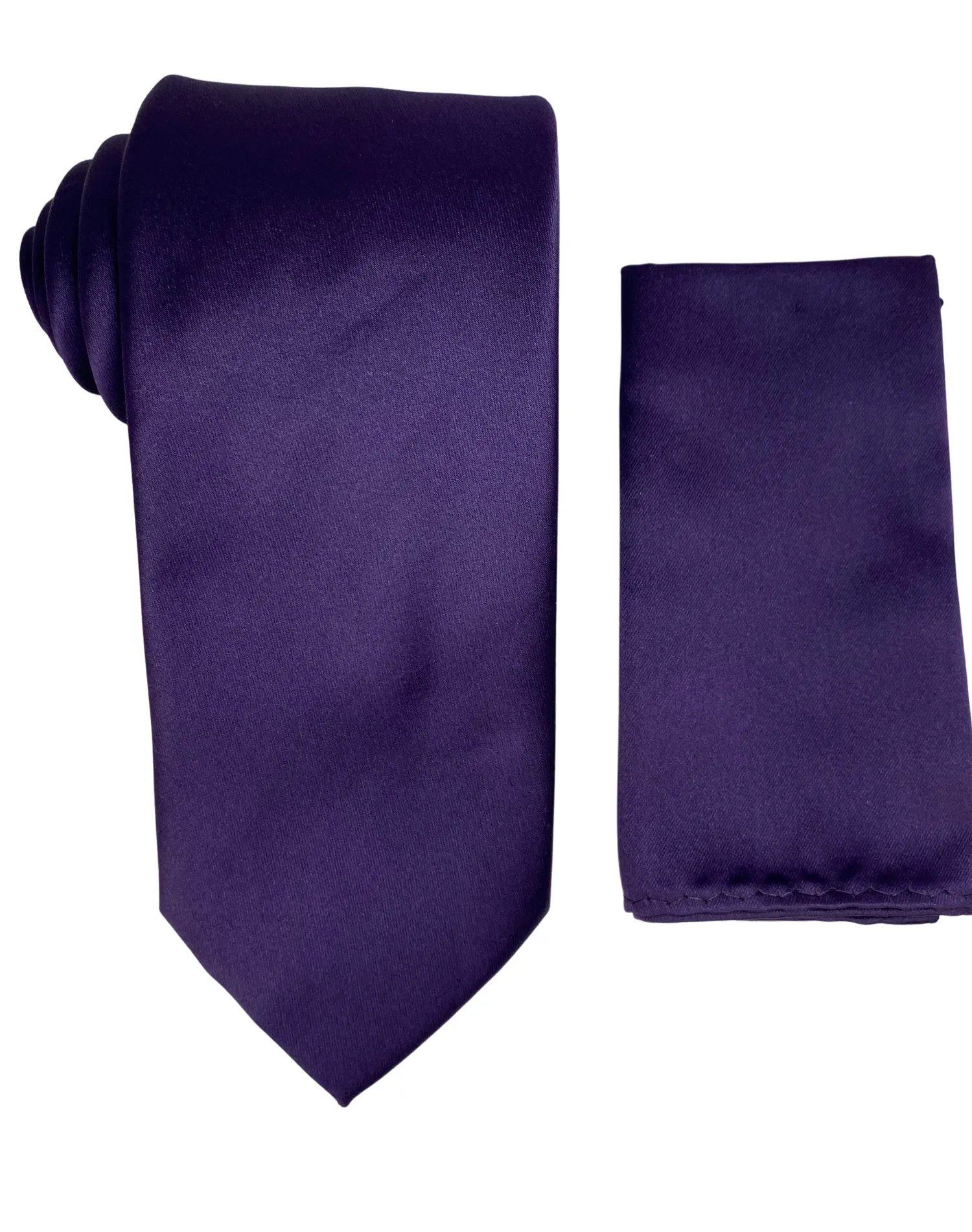 Stacy Adams Solid Tie and Handkerchief - Plum