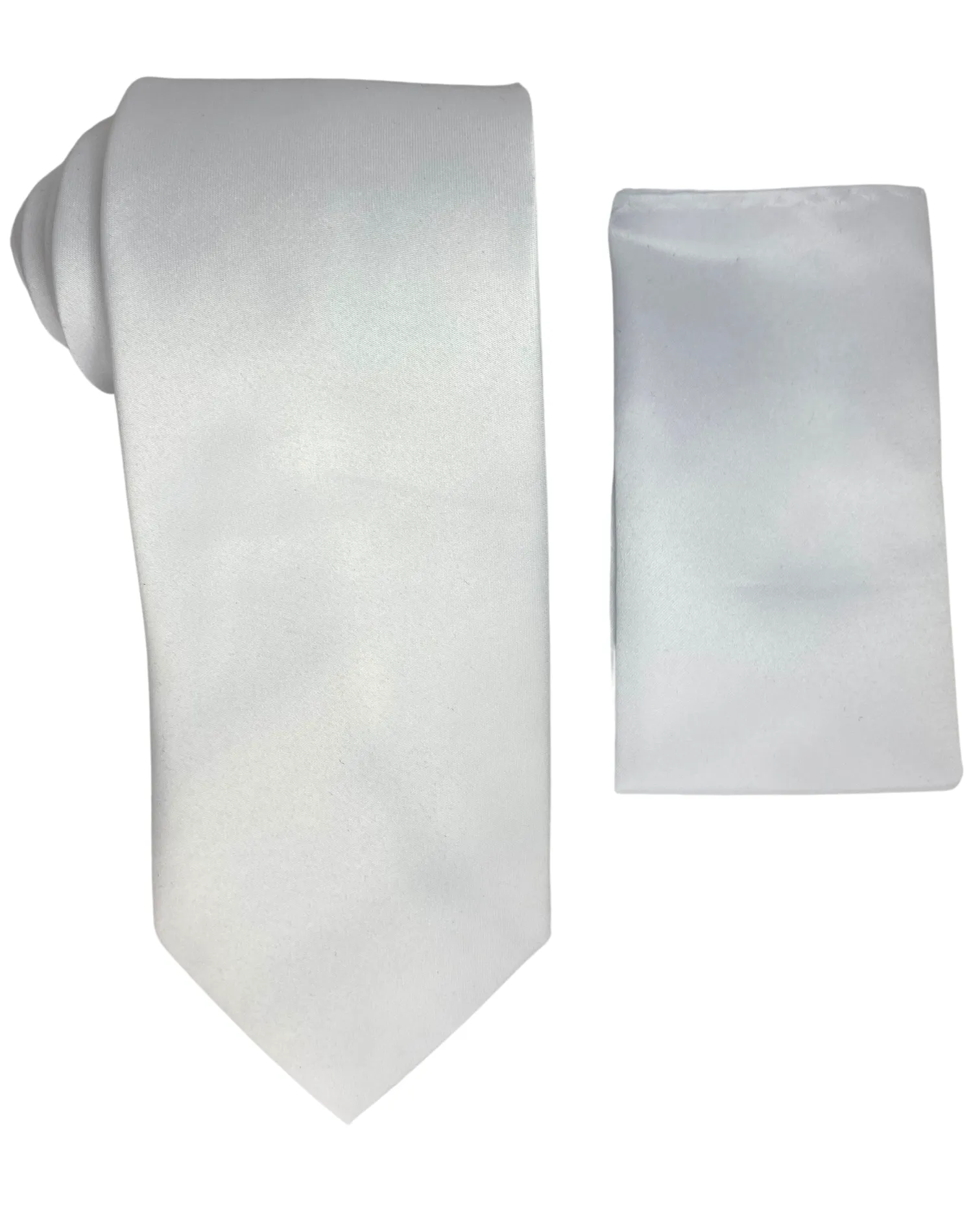 Stacy Adams Solid Tie and Handkerchief - White