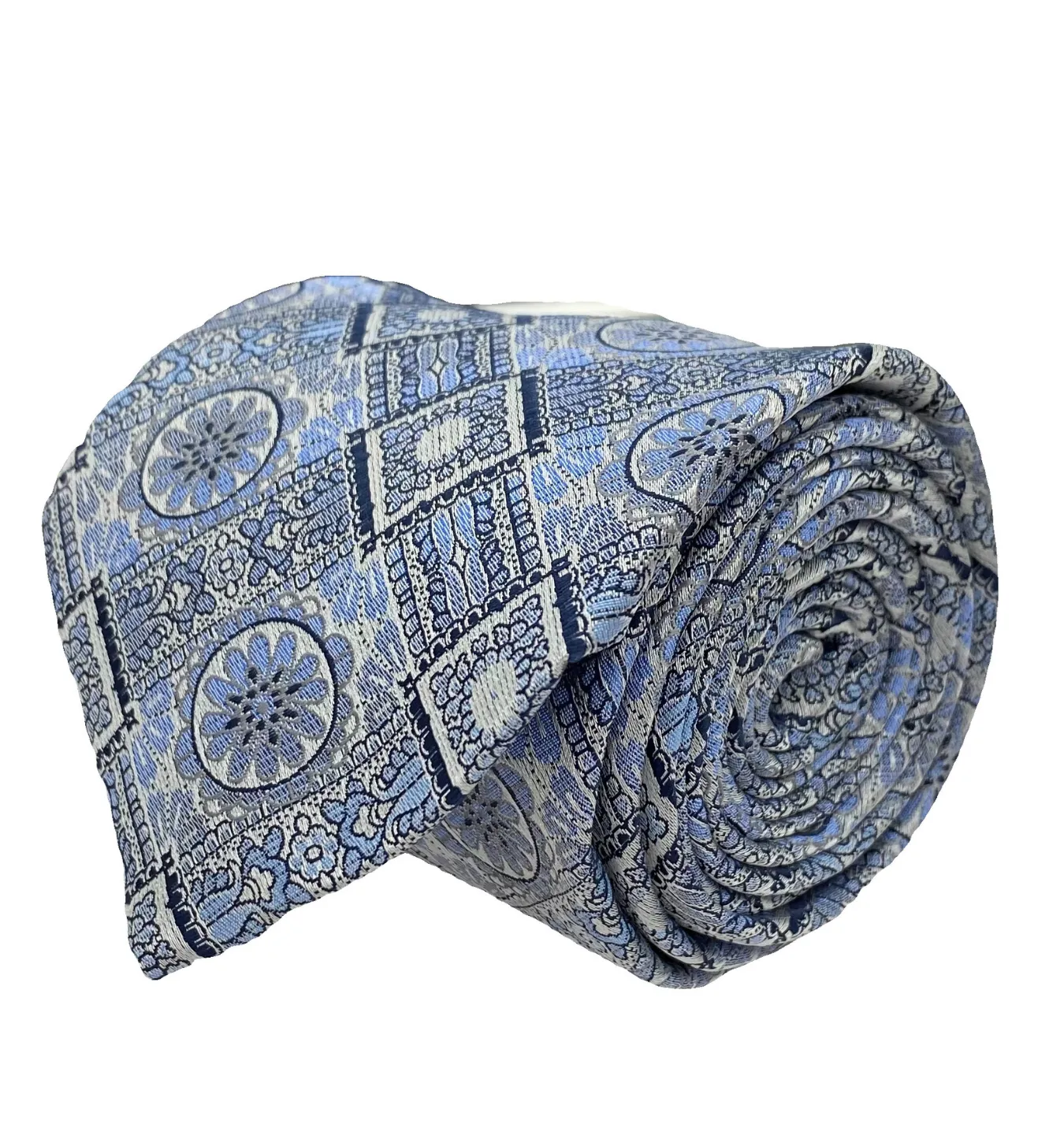 Stacy Adams Tie and Handkerchief - Light Blue Daisy T19