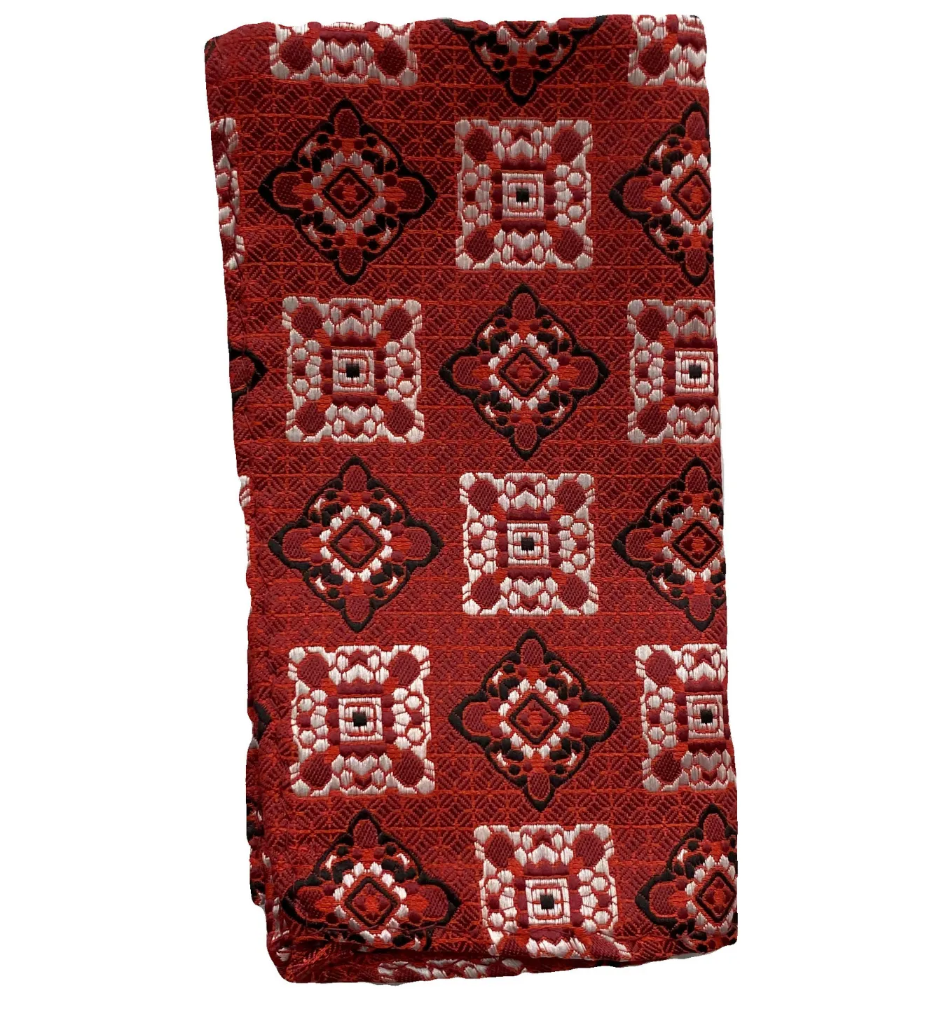 Stacy Adams Tie and Handkerchief - Red, White and Black Kaleido Flowers T74