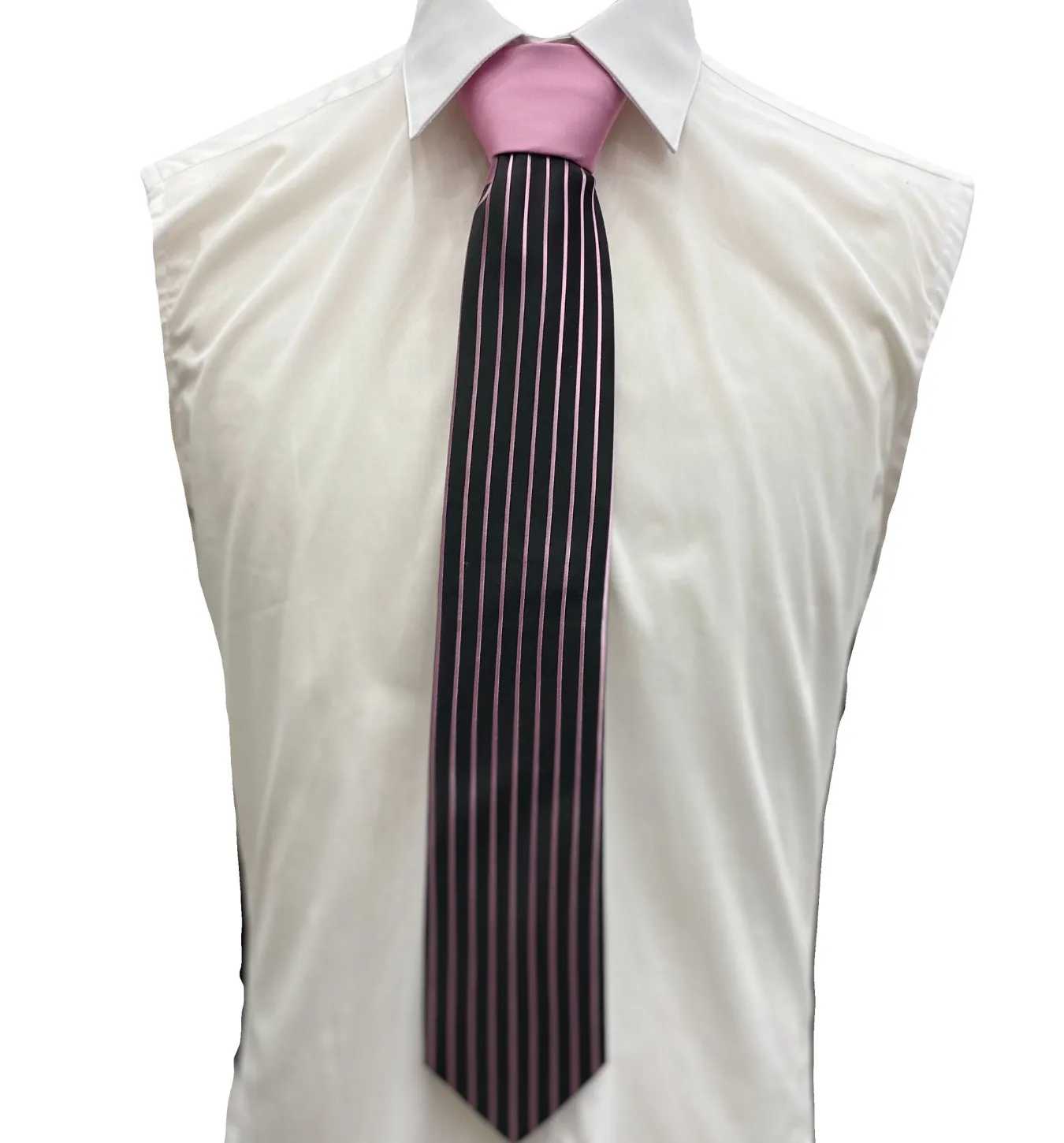 Stacy Adams Tie and Handkerchief - Solids and Stripes Pink T10