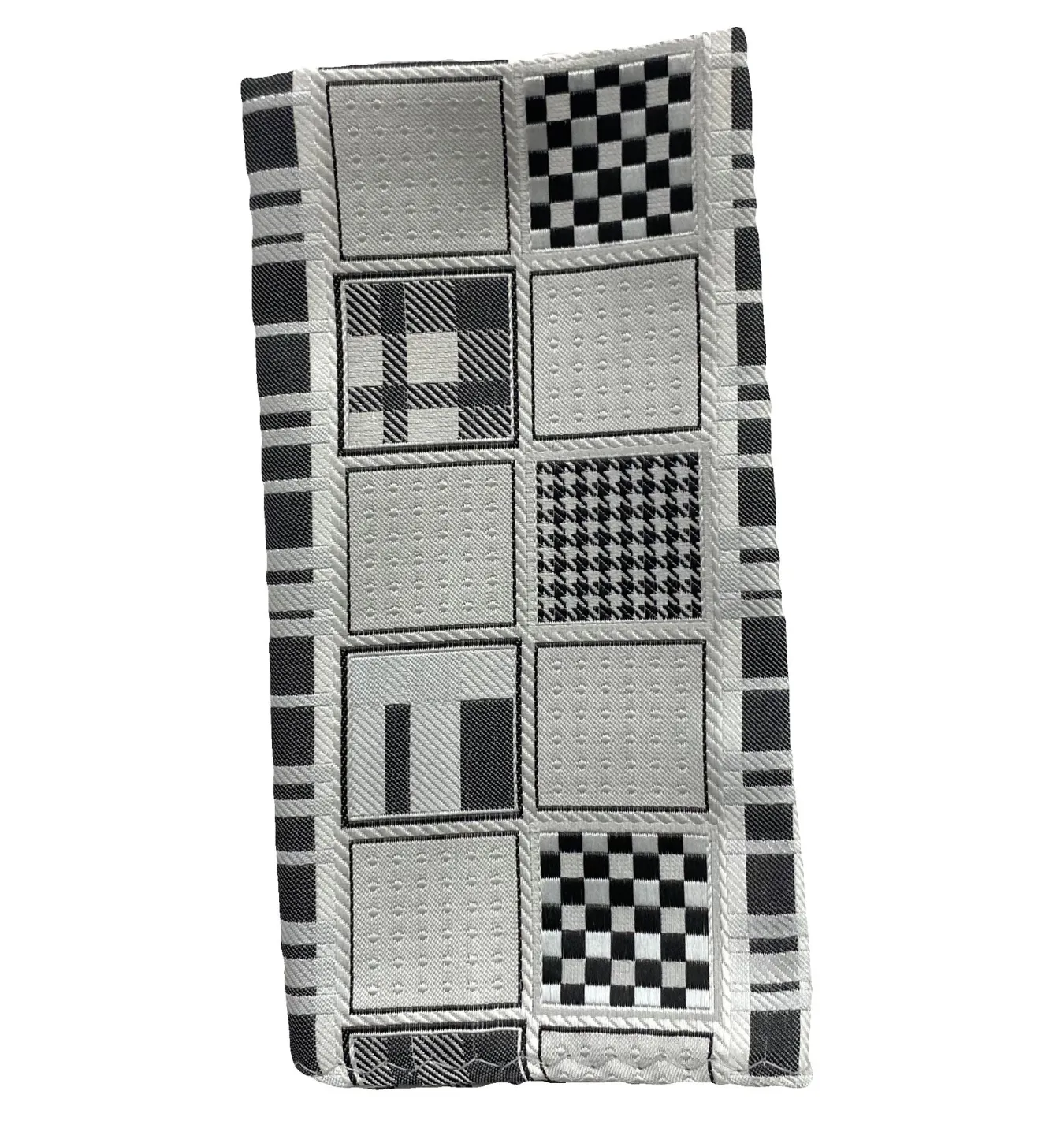 Stacy Adams Tie and Handkerchief - White and Black Multi-Pattern T30