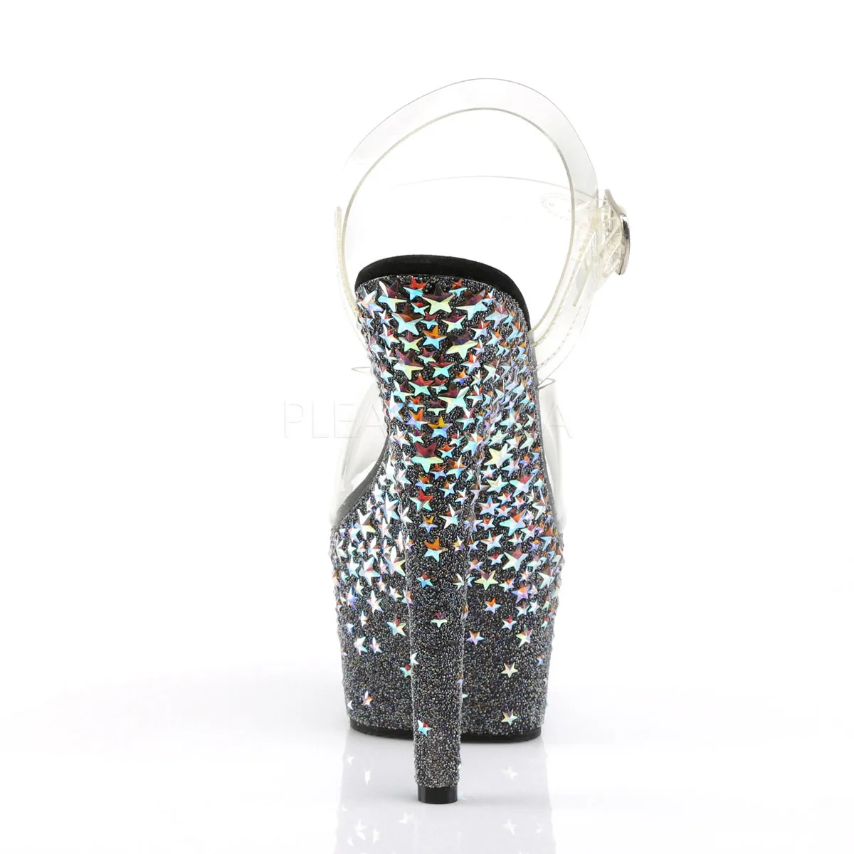 STARSPLASH-708  Clear/Black (Silver Hologram Stars)
