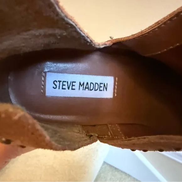 Steve Madden Suede Booties Western Cowgirl Caramel Brown Size 7