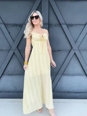 Striped Sunshine Maxi Dress In Yellow