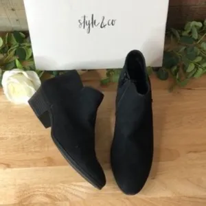 Style&Co Wileyy Flat Ankle Boots, Black 8