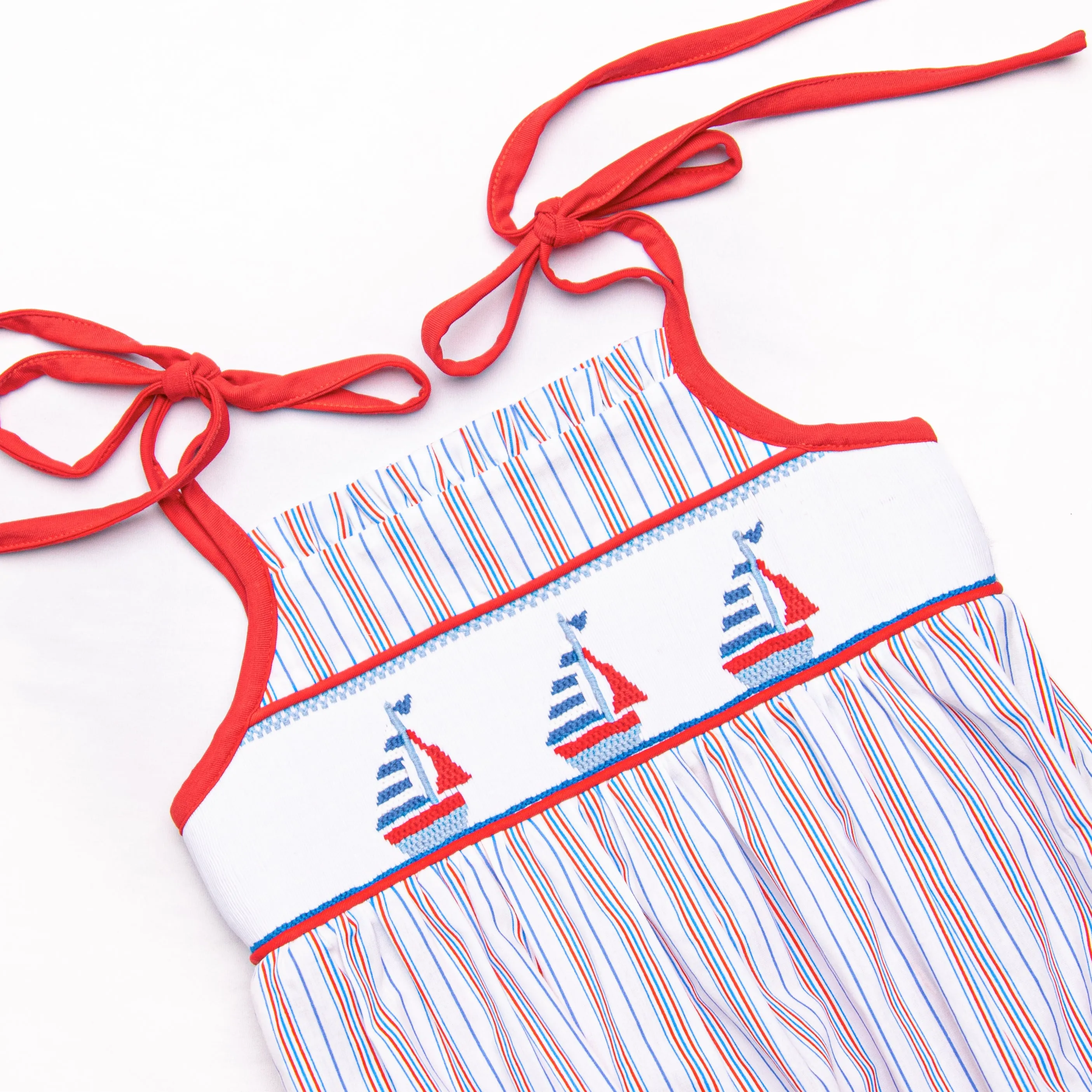 Summer and Sails Smocked Dress, Red