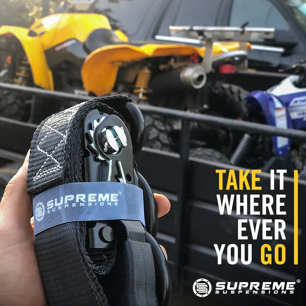 Supreme Suspensions® Heavy-Duty Ratchet Tie-Down and Load Strap Kits with 20' Extended Lead Bundle