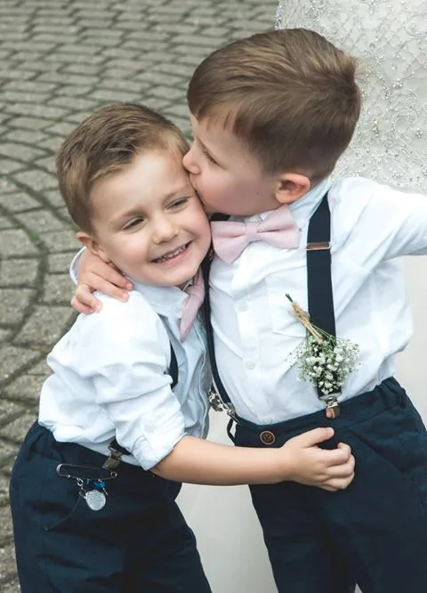 Tallulah Boys Dusty Pink Bow Tie and Grey Braces