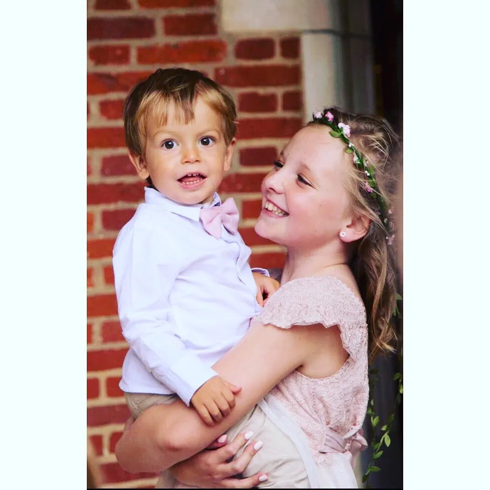 Tallulah Boys Dusty Pink Bow Tie and Grey Braces