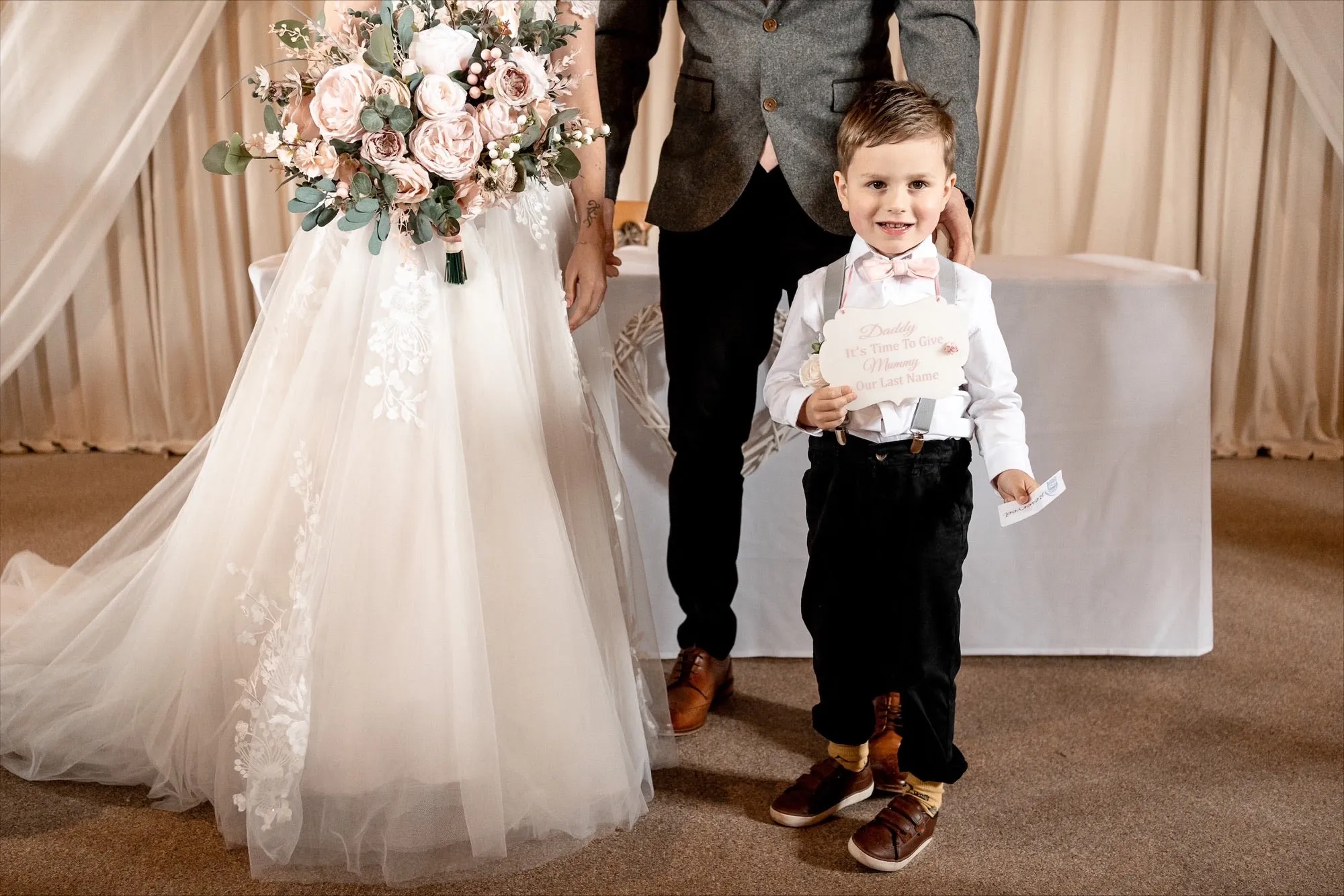Tallulah Boys Dusty Pink Bow Tie and Grey Braces
