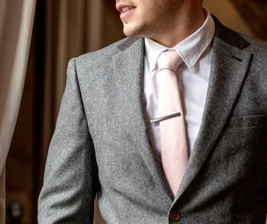 Tallulah Classic Width Dusty Pink Tie and Pocket Square