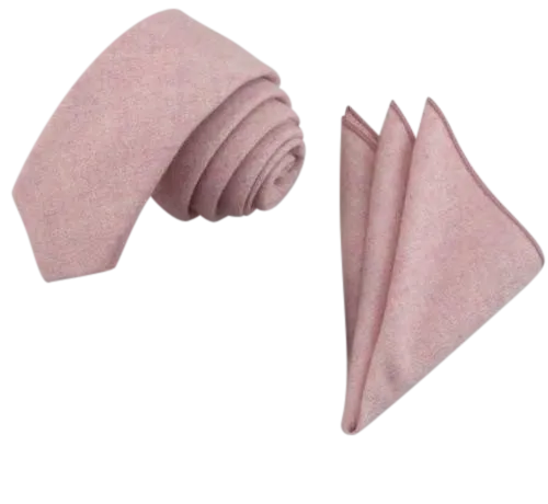 Tallulah Classic Width Dusty Pink Tie and Pocket Square