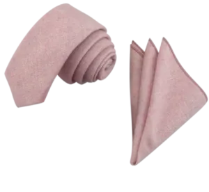 Tallulah Classic Width Dusty Pink Tie and Pocket Square
