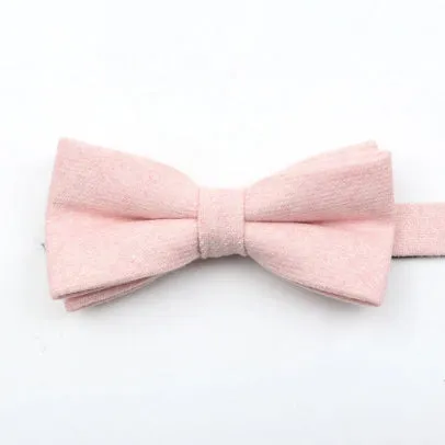 Tallulah Dusty Pink Adult Wool Bow Tie, Pocket Square and Navy Blue Polka Dot Braces Set