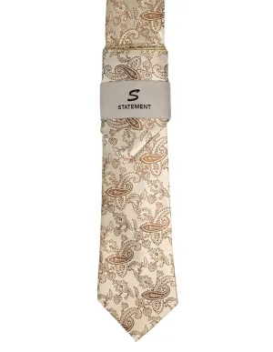 TAN PAISLEY 2 PC TIE & HANKIE SET