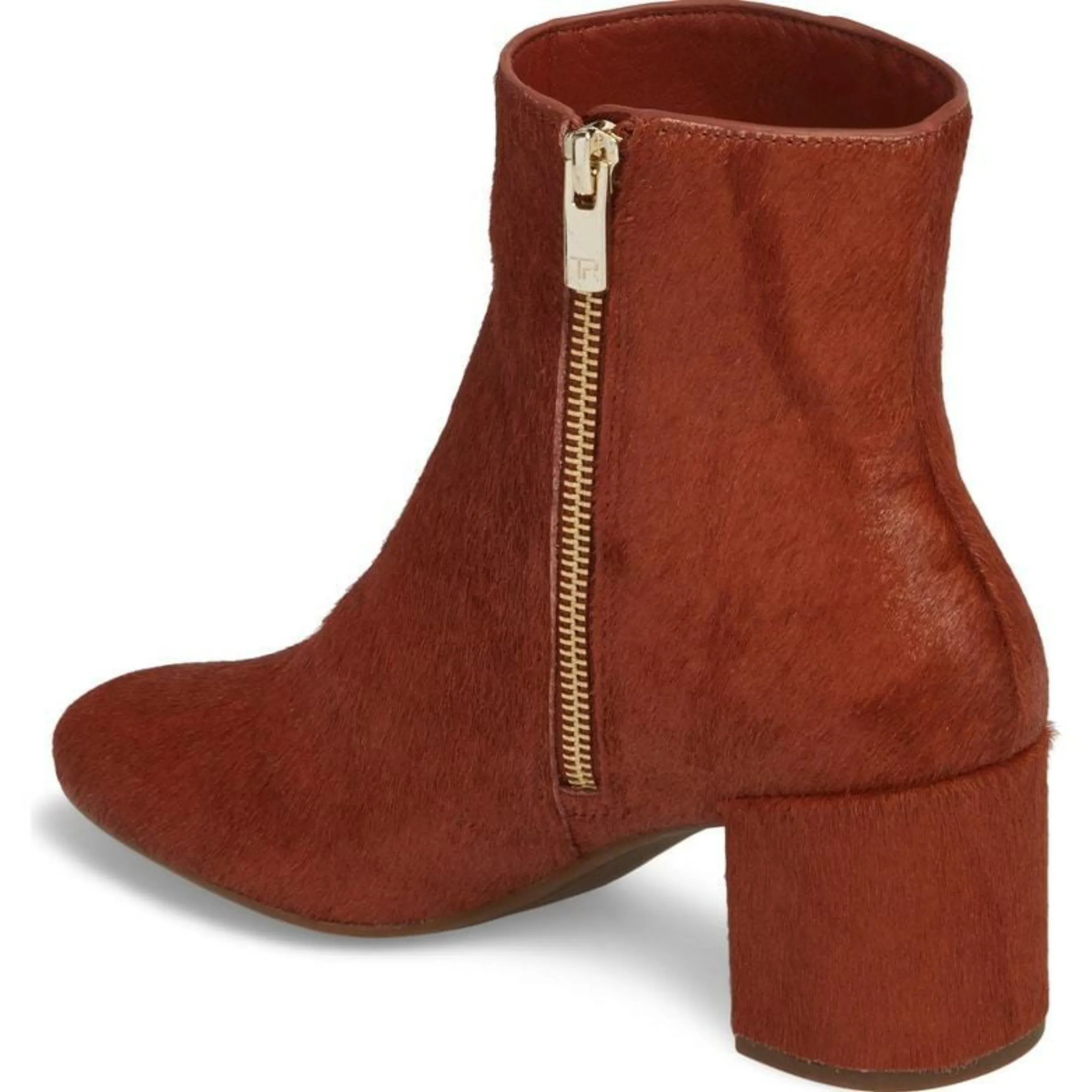 TARYN ROSE Terracotta Cassidy Calf Hair Ankle Booties Size 37/US 7B NWOB