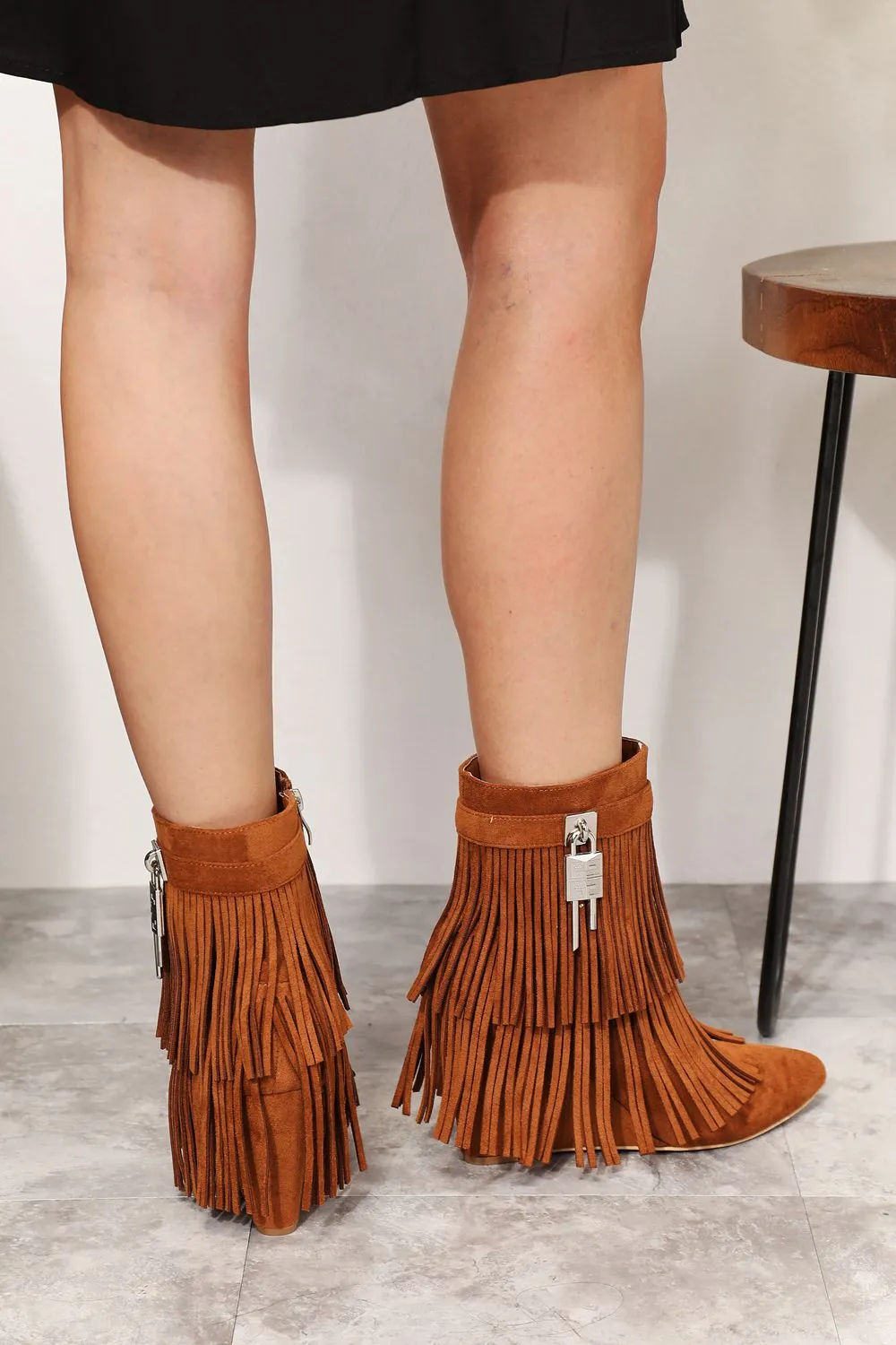 Tassel Heel Ankle Boots