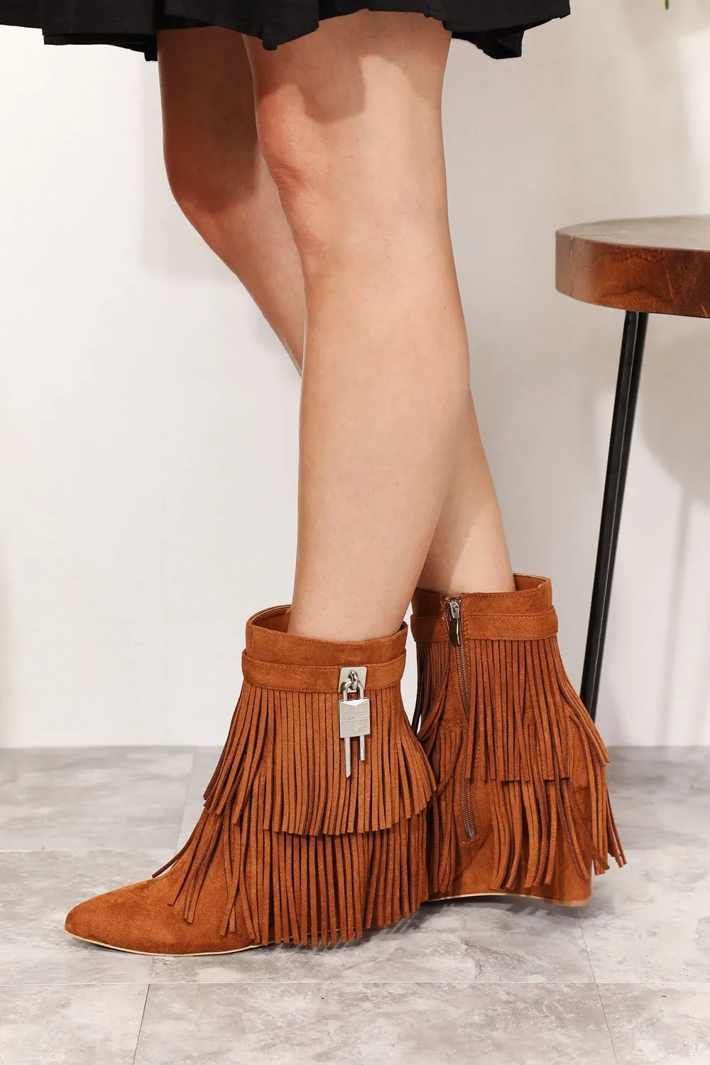 Tassel Heel Ankle Boots