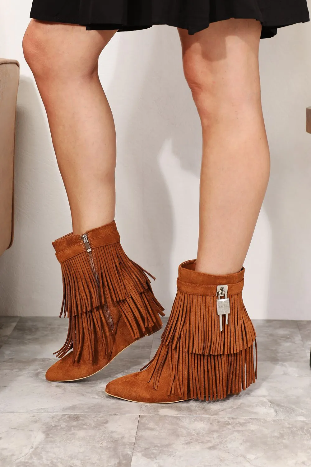 Tassel Heel Ankle Boots