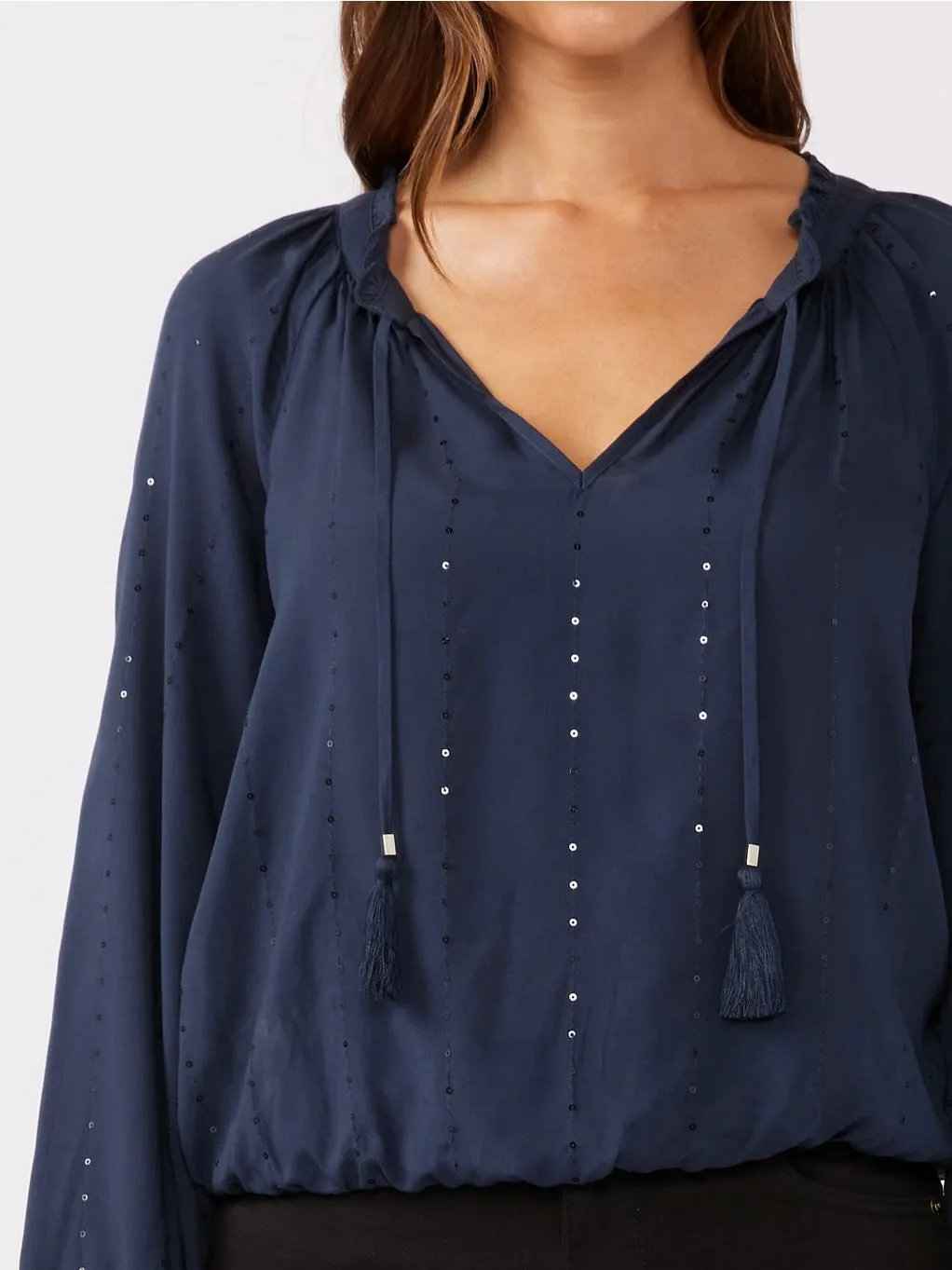 Tassel Sequin Blouse - Night