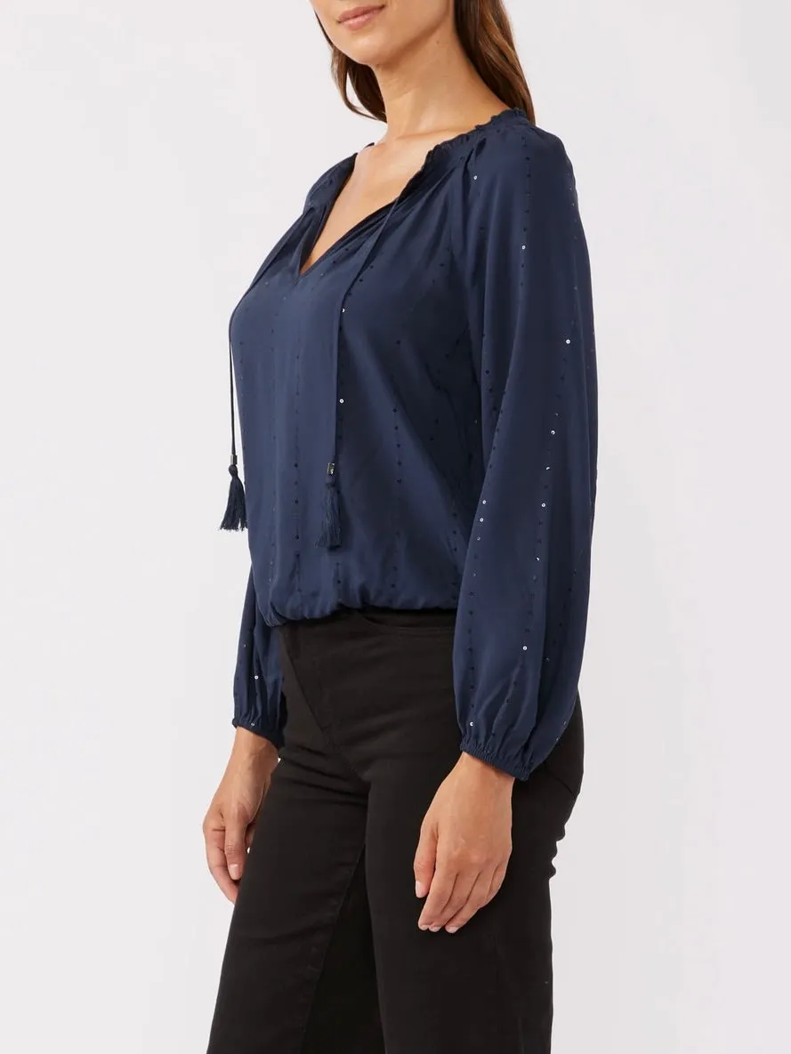 Tassel Sequin Blouse - Night
