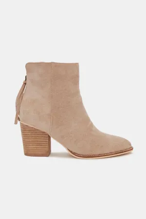 Taupe Suede Point Toe Ankle Booties