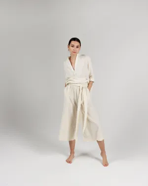 The Tie-Waist Culotte in Natural
