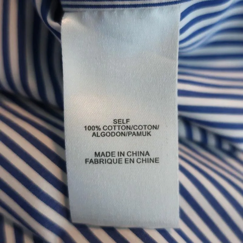Tibi Striped Button Down Shirt Blue/White Size 6 Long Sleeve Top