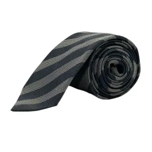 TIE Handmade Silk Diagonal Striped - Black & Dark Grey
