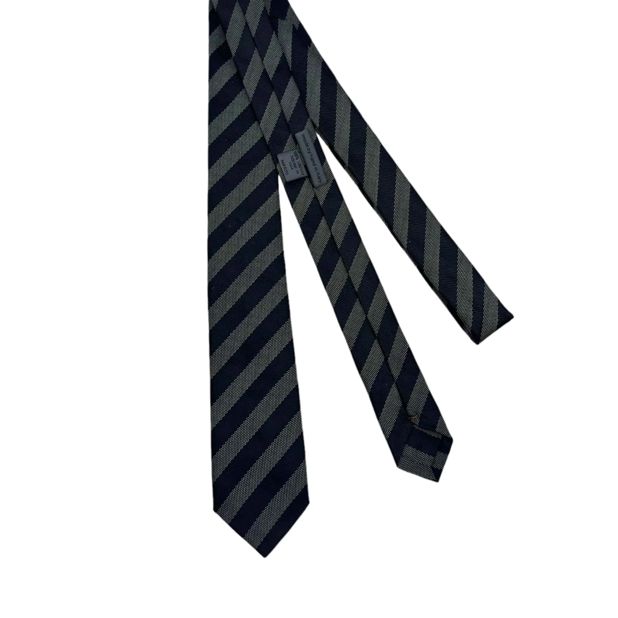 TIE Handmade Silk Diagonal Striped - Black & Dark Grey