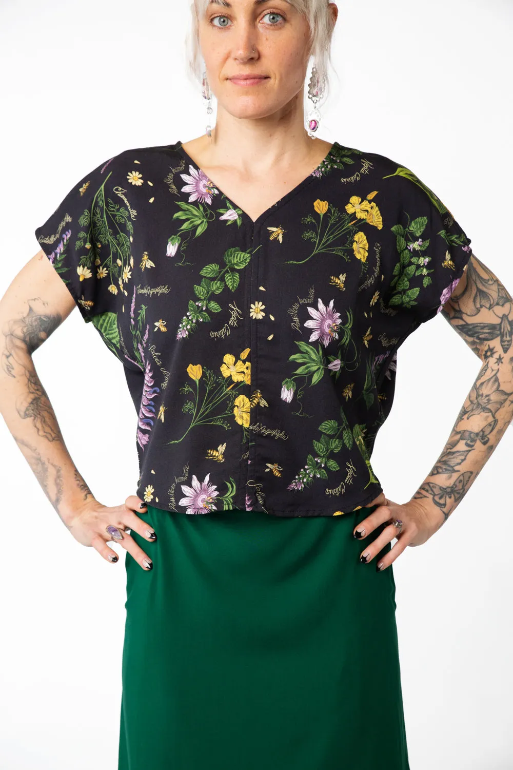 Tie Skirt in Emerald Challis