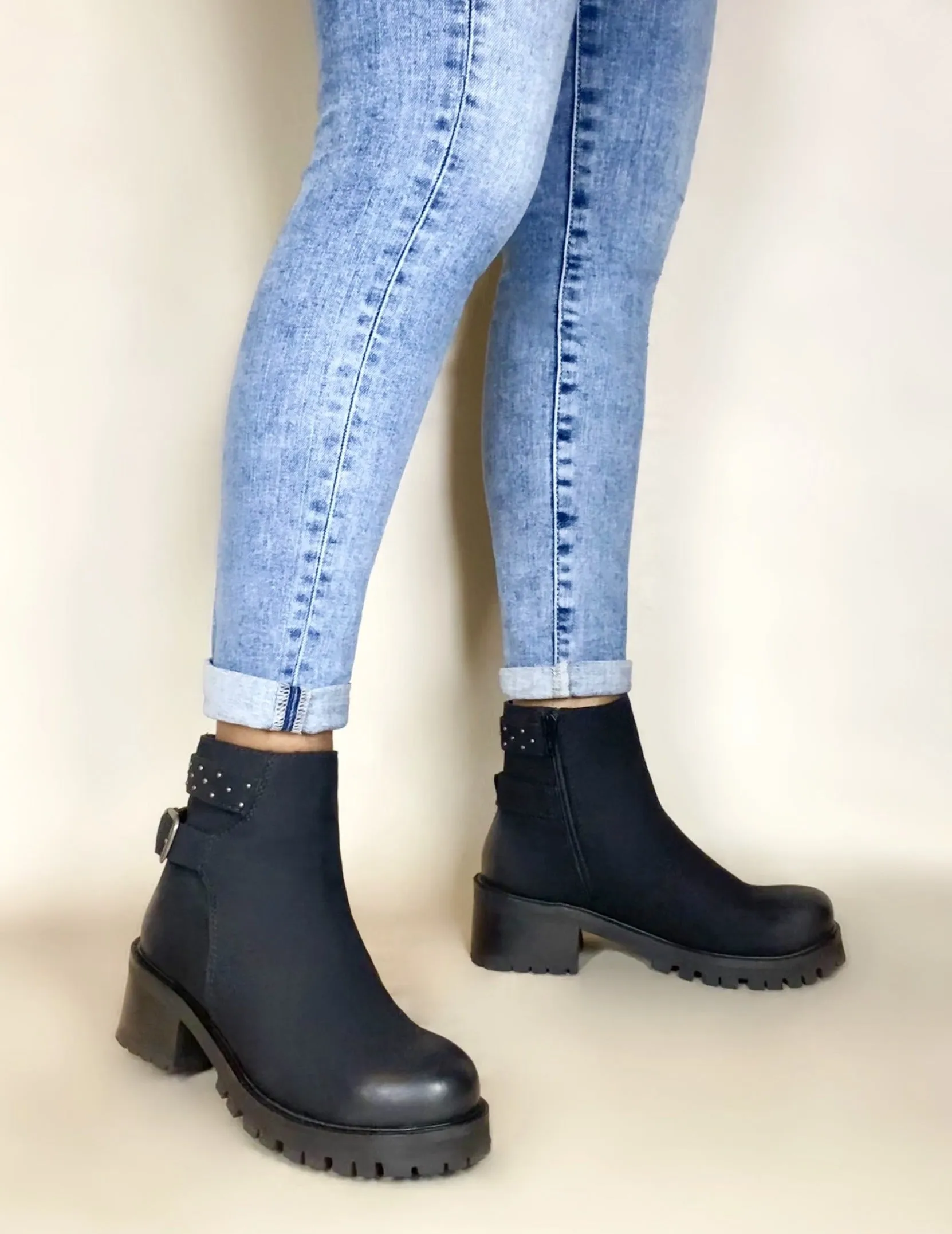 Tornado Black Studded Bootie