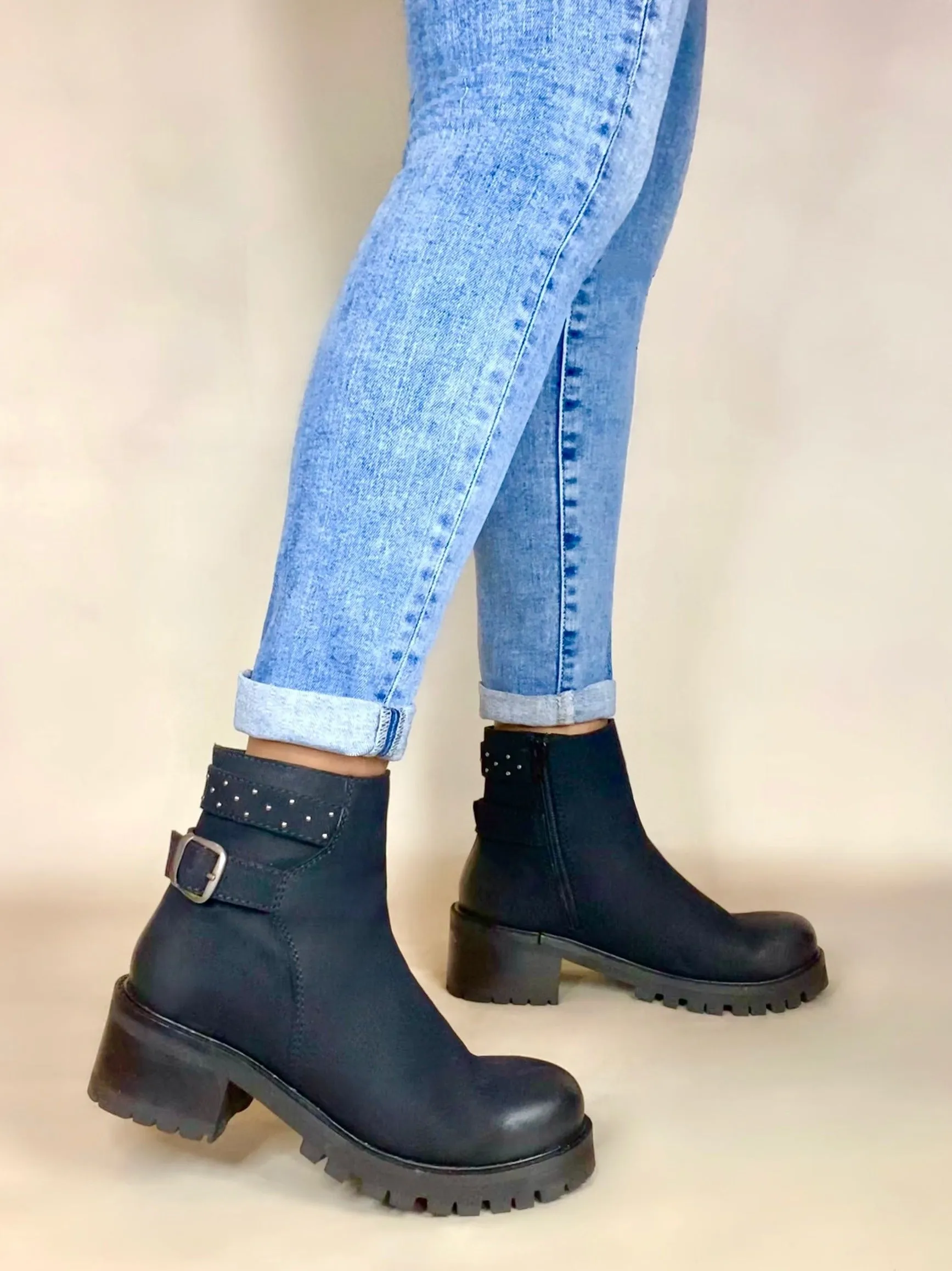 Tornado Black Studded Bootie